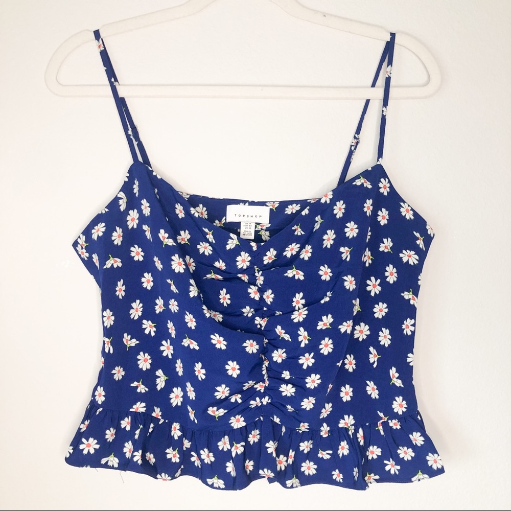 NWT Topshop Blue/white Daisy Tank Blouse